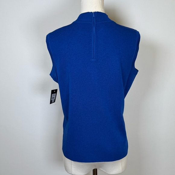 Ming Wang Sleeveless Top Bright Blue High Collar Women’s Size PM Petite Medium - Picture 4 of 11
